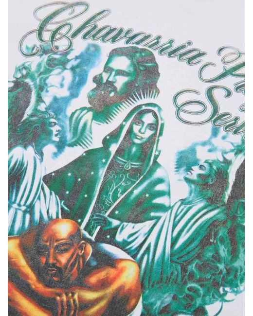 T-Shirt Con Stampa E Scollo Rotondo di Willy Chavarria in Blue da Uomo