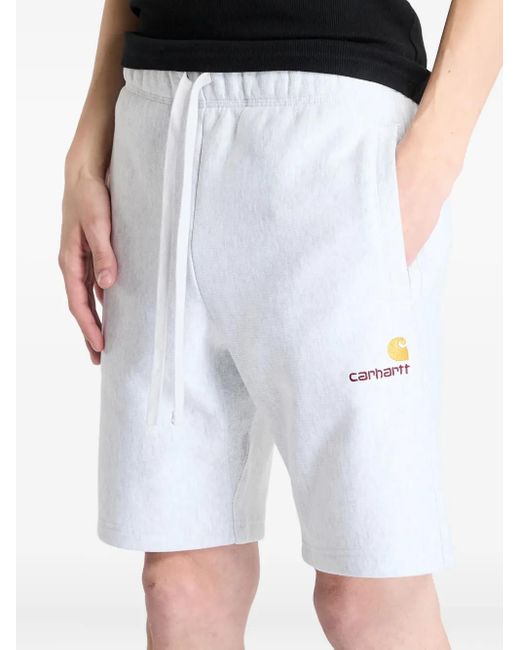 Carhartt White Script-Logo Sweat Shorts for men