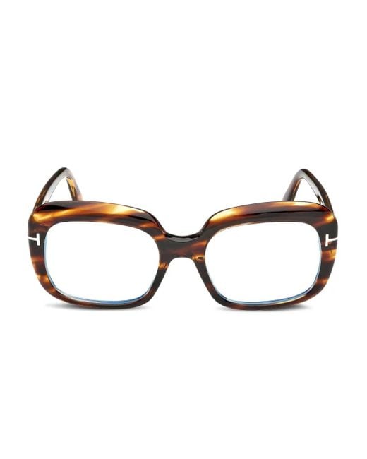 Tom Ford Brown Brille Mit Eckigem Gestell