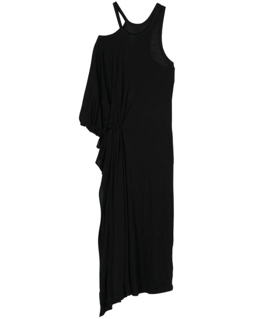 Vestido midi asimétrico Yohji Yamamoto de color Black