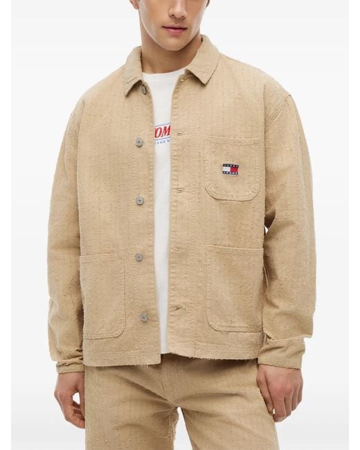 Tommy Hilfiger Natural Distressed-Effect Logo-Patch Jacket for men