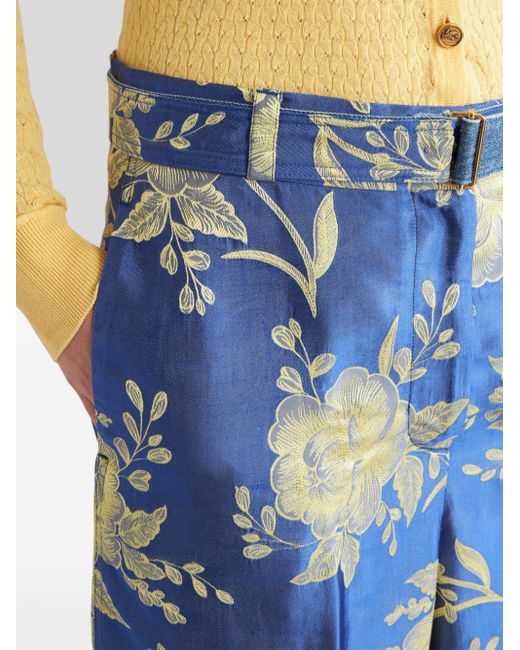 Shorts in jacquard a fiori di Etro in Blue