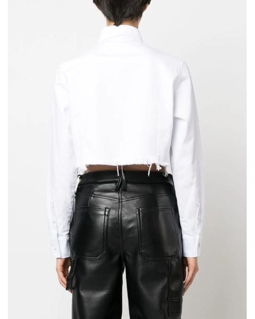 Raf Simons White Logo-Patch Cropped Shirt
