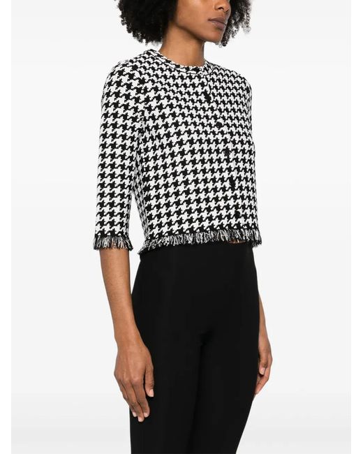 McQueen Black Houndstooth-Pattern Jacket