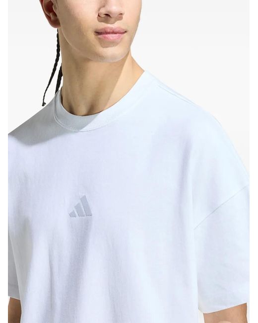Adidas White Kit 3-Stripes Loose T-Shirt for men