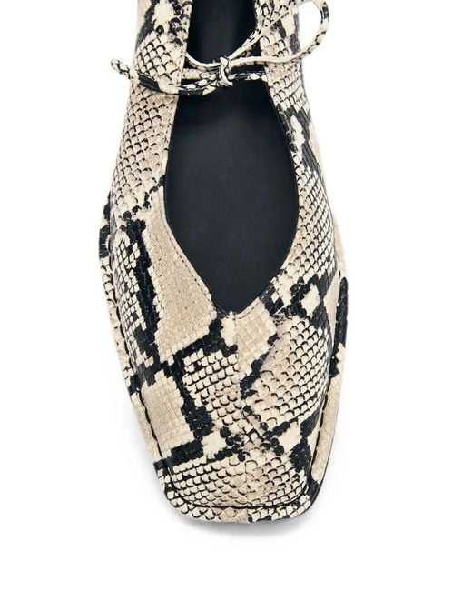 Alohas White Sway Snake-Effect Squared-Toe Ballet Flats