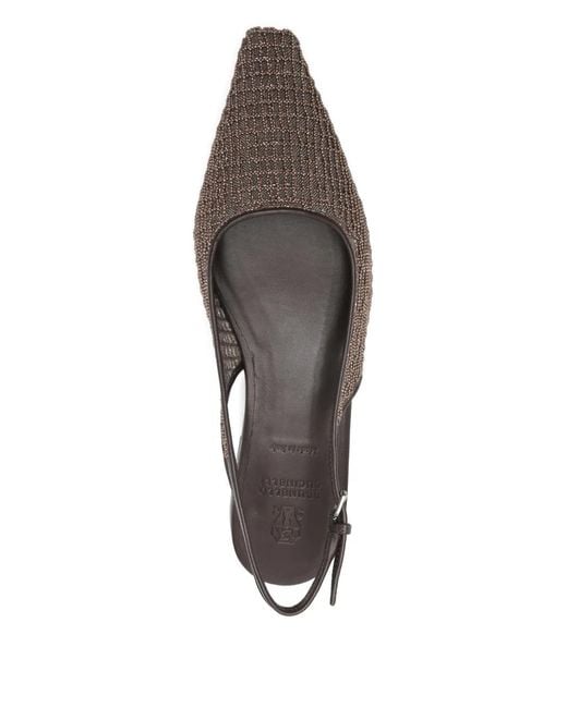 Brunello Cucinelli Gray Slingback Ballets Flats