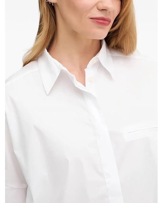 Benetton White Chest-Pocket Shirt