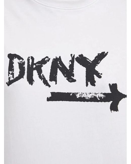 DKNY White Logo-Print Pajama Top
