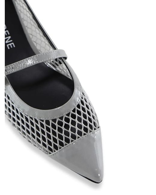 Notabene Gray Pasqualina Mesh-Detail Ballet Flats
