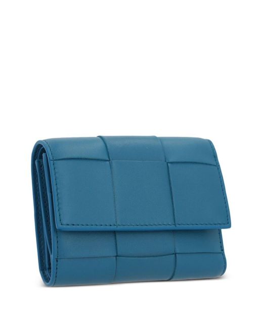 Bottega Veneta Blue Cassette Tri-fold Leather Wallet