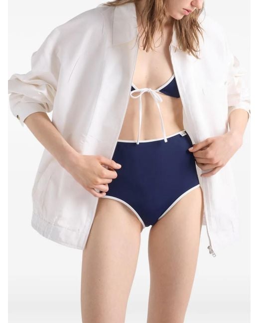 Prada Bikinitop Met Sterprint in het Blue