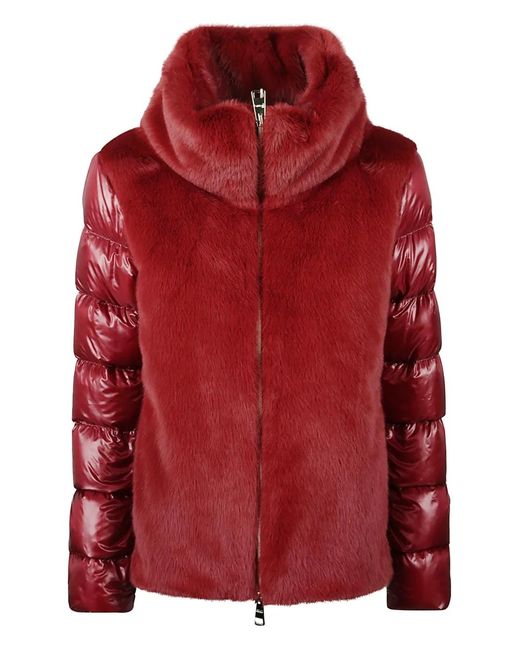 Herno Red Funnel-Neck Padded Jacket