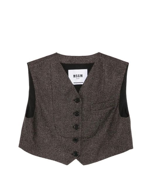 MSGM Black Cropped-Weste
