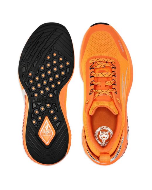 Philipp Plein Orange Logo-Embellished Sneakers