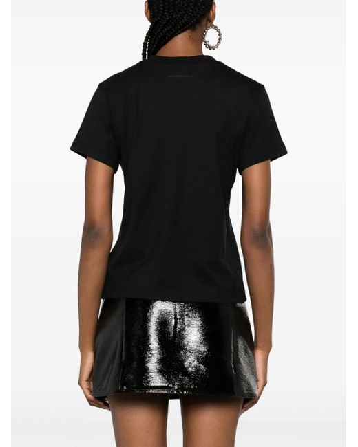 Courreges Black Logo-Embroidered Cotton T-Shirt