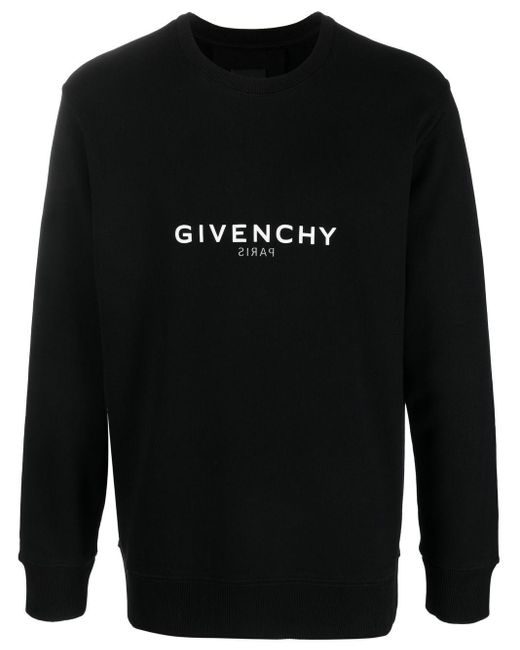 Givenchy Black Felpa Slim Reverse In Tessuto Garzato for men