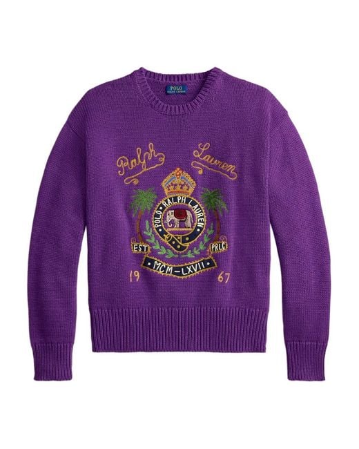 Polo Ralph Lauren Purple Cotton Crew Neck Sweater For for men