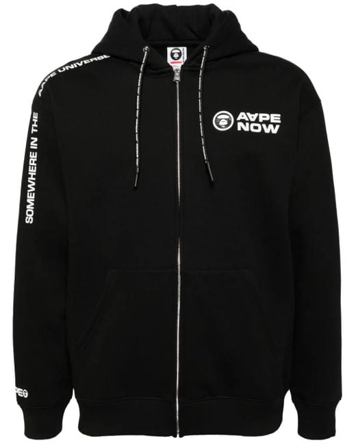 Aape By A Bathing Ape Black Logo Patched Hooded Jacket for men