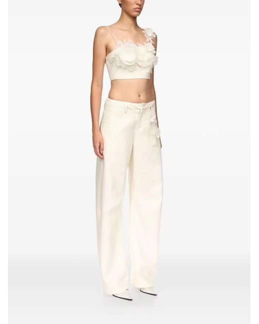 David Koma White Floral Appliqué Trousers