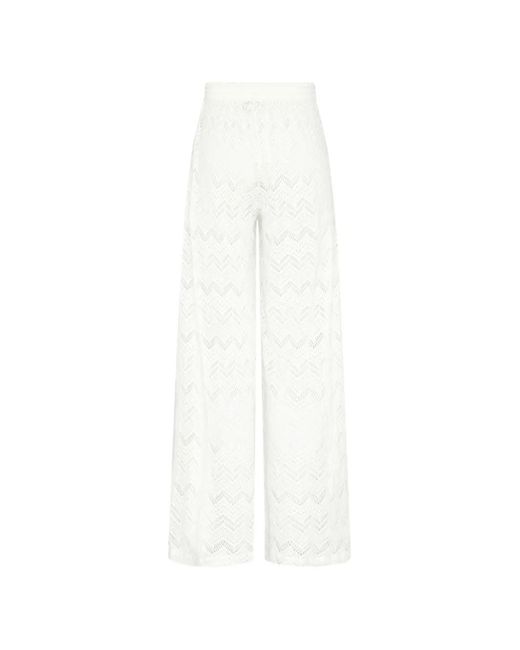 Vilebrequin White Line Chevron-Knit Wide-Leg Trousers