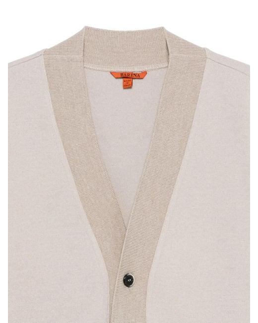 Barena White Buttoned Contrast-Panel Cardigan for men