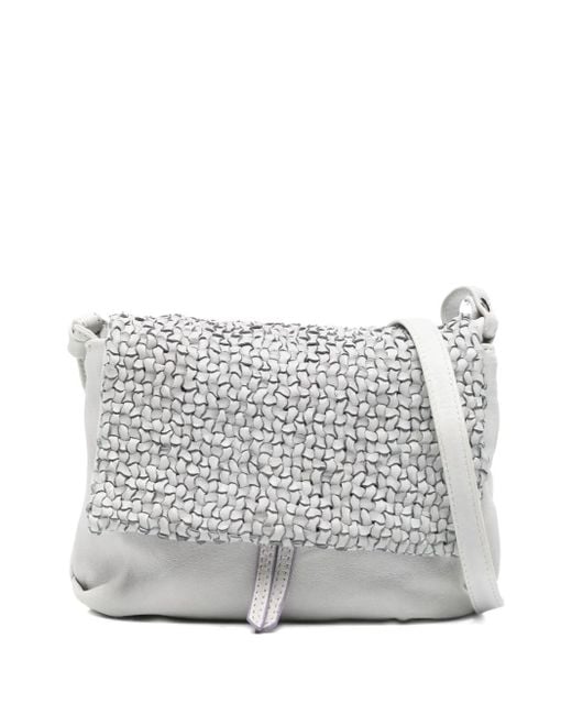 Reptile's House Gray Small Woven-Leather Cross-Body Bag
