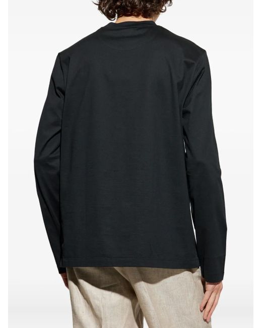 Brioni Blue Long-Sleeve T-Shirt for men