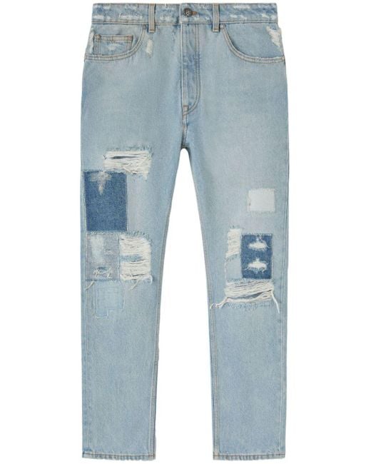 Jeans dritti con effetto vissuto di Palm Angels in Blue da Uomo