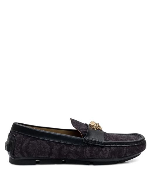 Versace Black Loafers With 'Barocco' Pattern for men