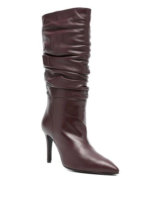 Via Roma 15 Brown 80Mm Calf Leather Pointed-Toe Boots