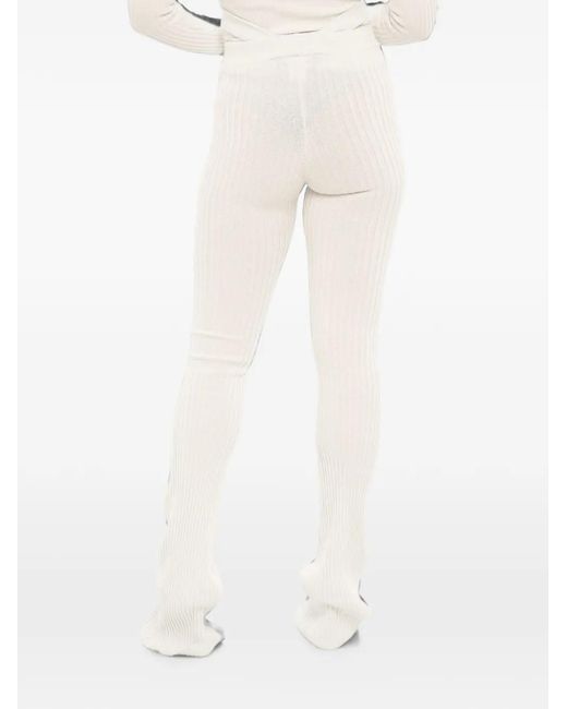 ANDREADAMO White Ribbed-Knit Flared Trousers