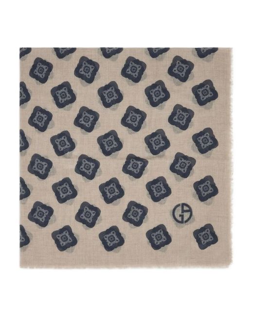 Giorgio Armani Gray Floral-Pattern Scarf for men