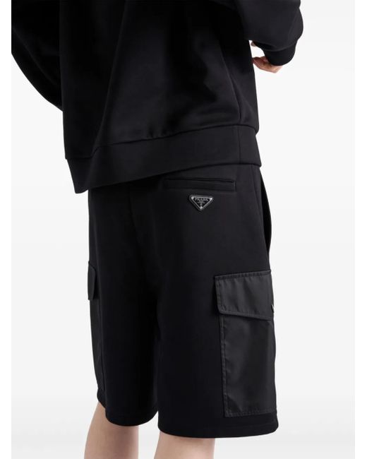 Prada Black Cotton Cargo Shorts for men