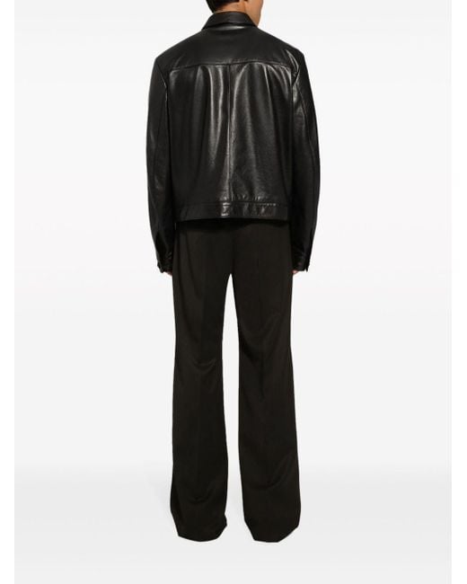 Veste en cuir à fermeture zippée Dolce & Gabbana pour homme en coloris Black