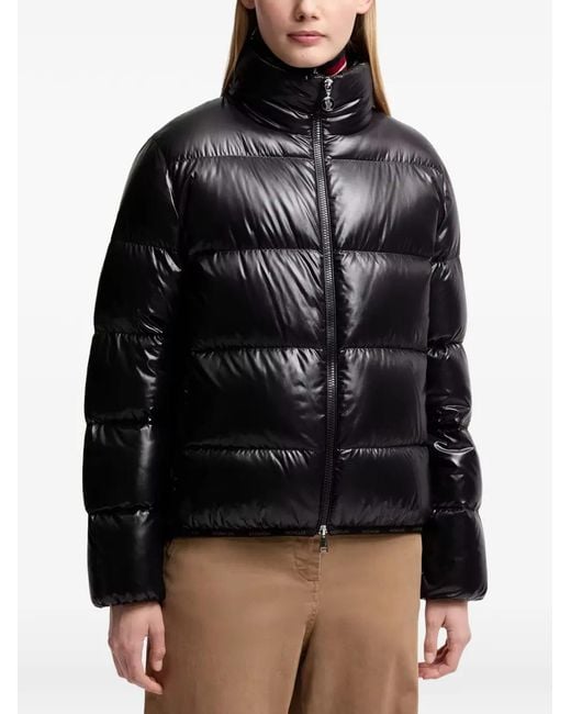 Moncler Black Abbadia Quilted Logo-Patch Jacket