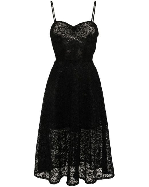 Ermanno Scervino Black Corded-lace Flared Dress