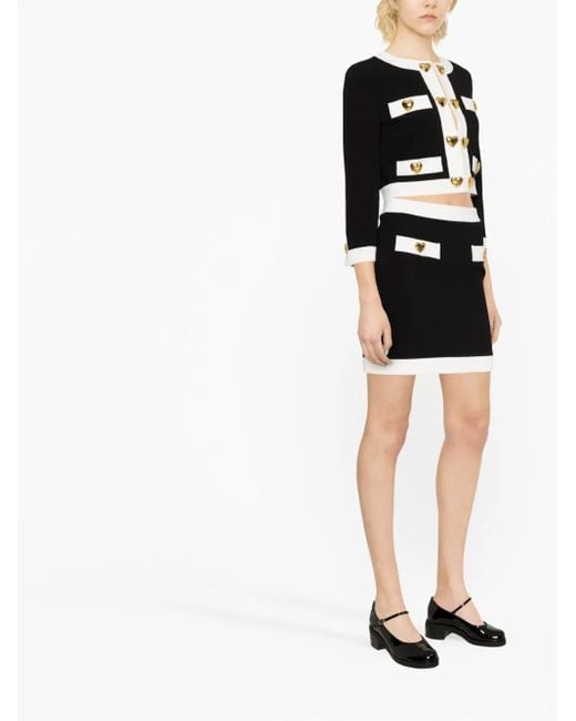 Moschino Black Heart-Shaped-Buttons Mini Skirt