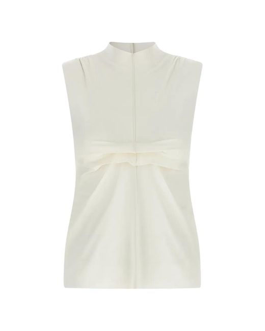 MISENITHE White Mia Draped High-Neck Top