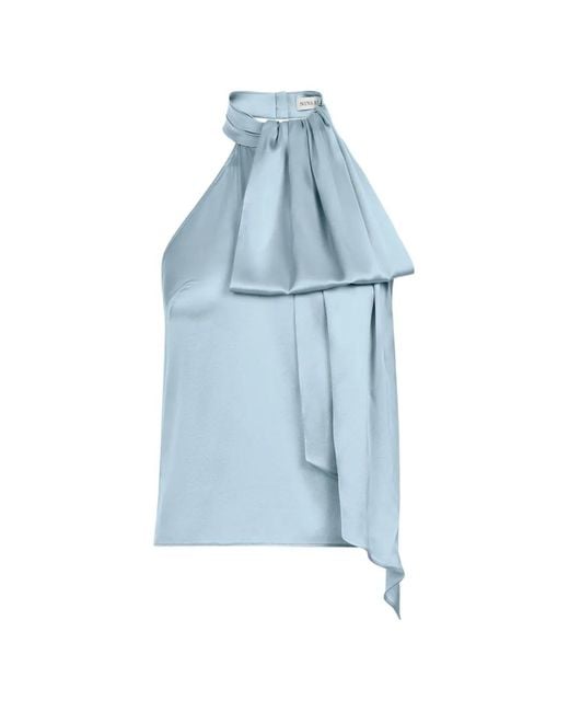Nina Ricci Blue Halterneck Satin Top