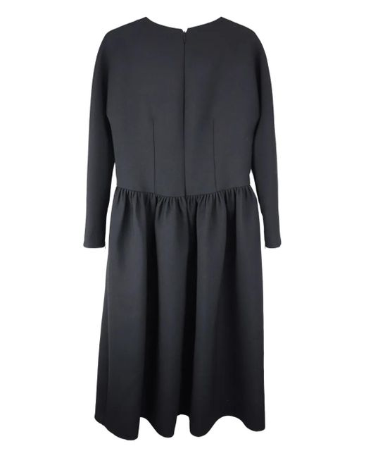 The Row Black Gathered-Waist Long-Sleeve Midi Dress