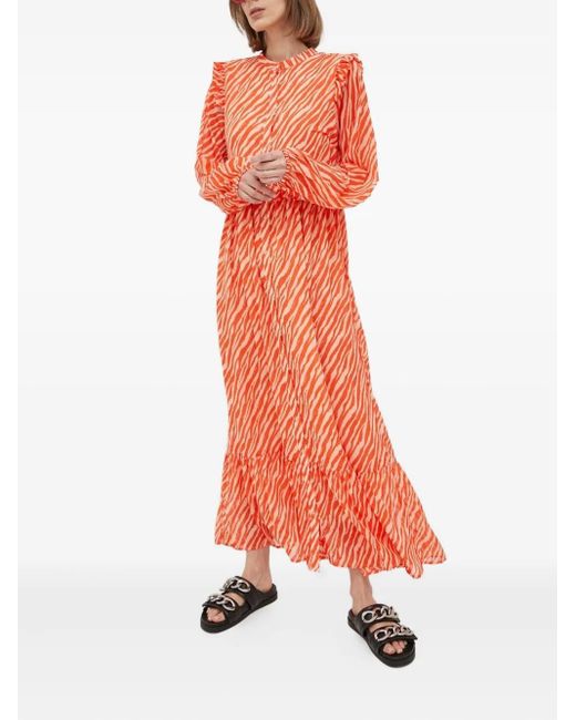 Notes Du Nord Orange Zebra-Print Maxi Dress