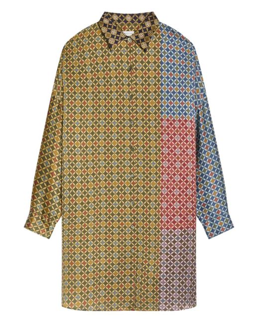 Dries Van Noten Blousejurk Met Geometrische Print in het Green