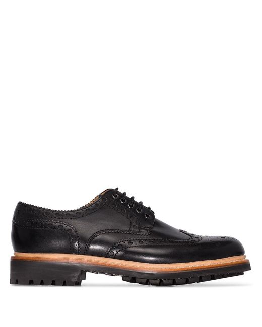 GRENSON Black Archie Commando Sole Shoes (leather) for men