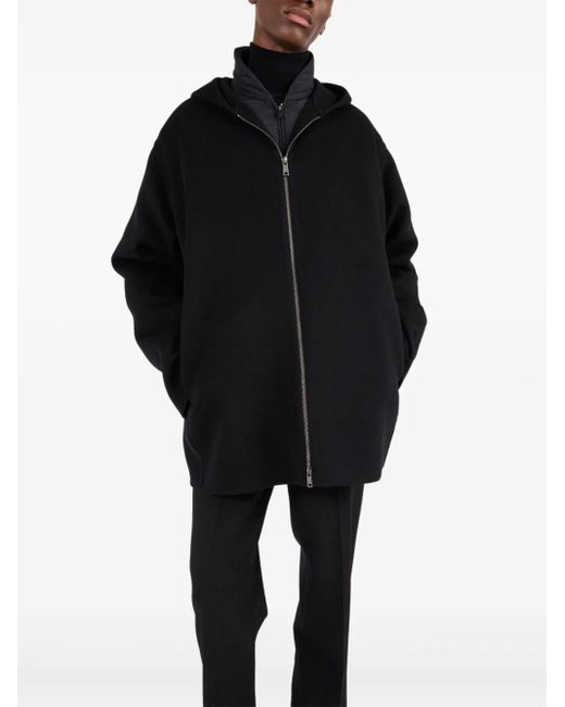 Prada Black Cashmere Double-Weave Hooded Jacket for men