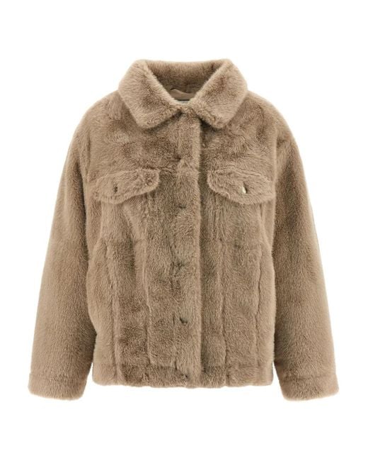 Nude Natural Button-Fastening Faux-Fur Jacket