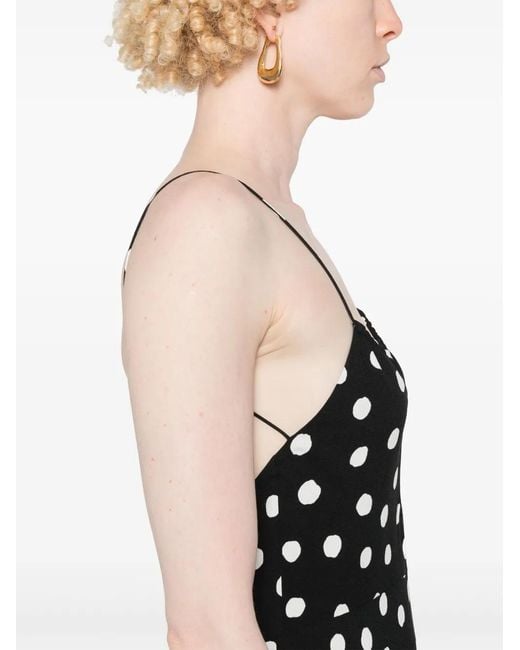 Saint Laurent Black Cut-out Polka Dot Midi Dress - Women's - Silk/viscose