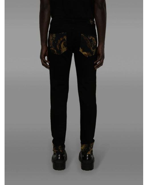 Versace Black Watercolour Couture Tapered Jeans for men