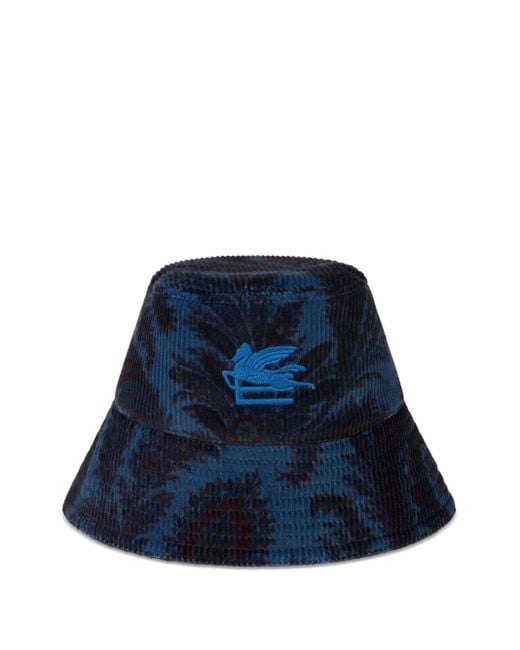Etro Blue Ribbed Bucket Hat for men