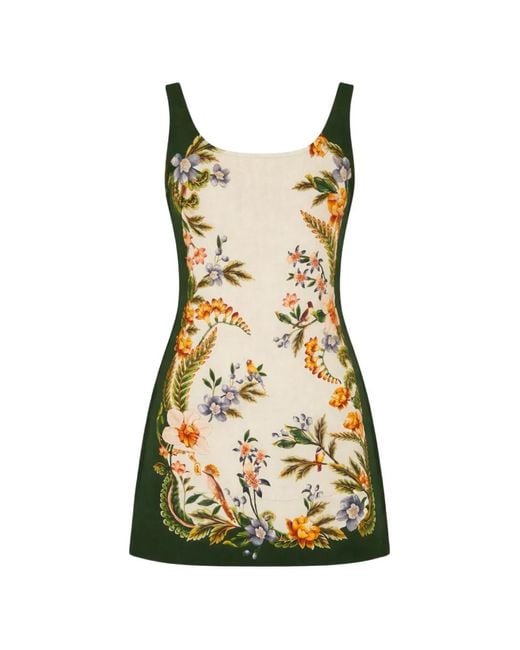 Farm Rio Natural Floral-Print Mini Dress